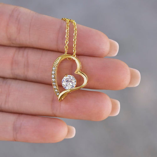 Forever Love GOLD Necklace for Daughter (MSG)– Heart - Shaped Silver Pendant Gift from Parent - TheBestGiftPlace
