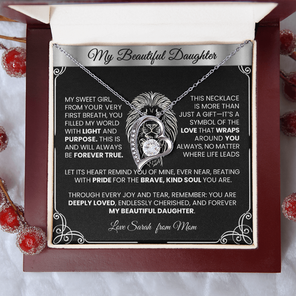 Forever Love Silver Necklace - Beautiful Heart - Shaped Pendant Gift from Dad or Mom - TheBestGiftPlace