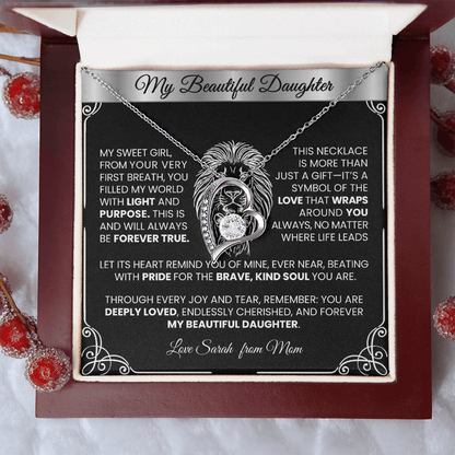 Forever Love Silver Necklace - Beautiful Heart - Shaped Pendant Gift from Dad or Mom - TheBestGiftPlace