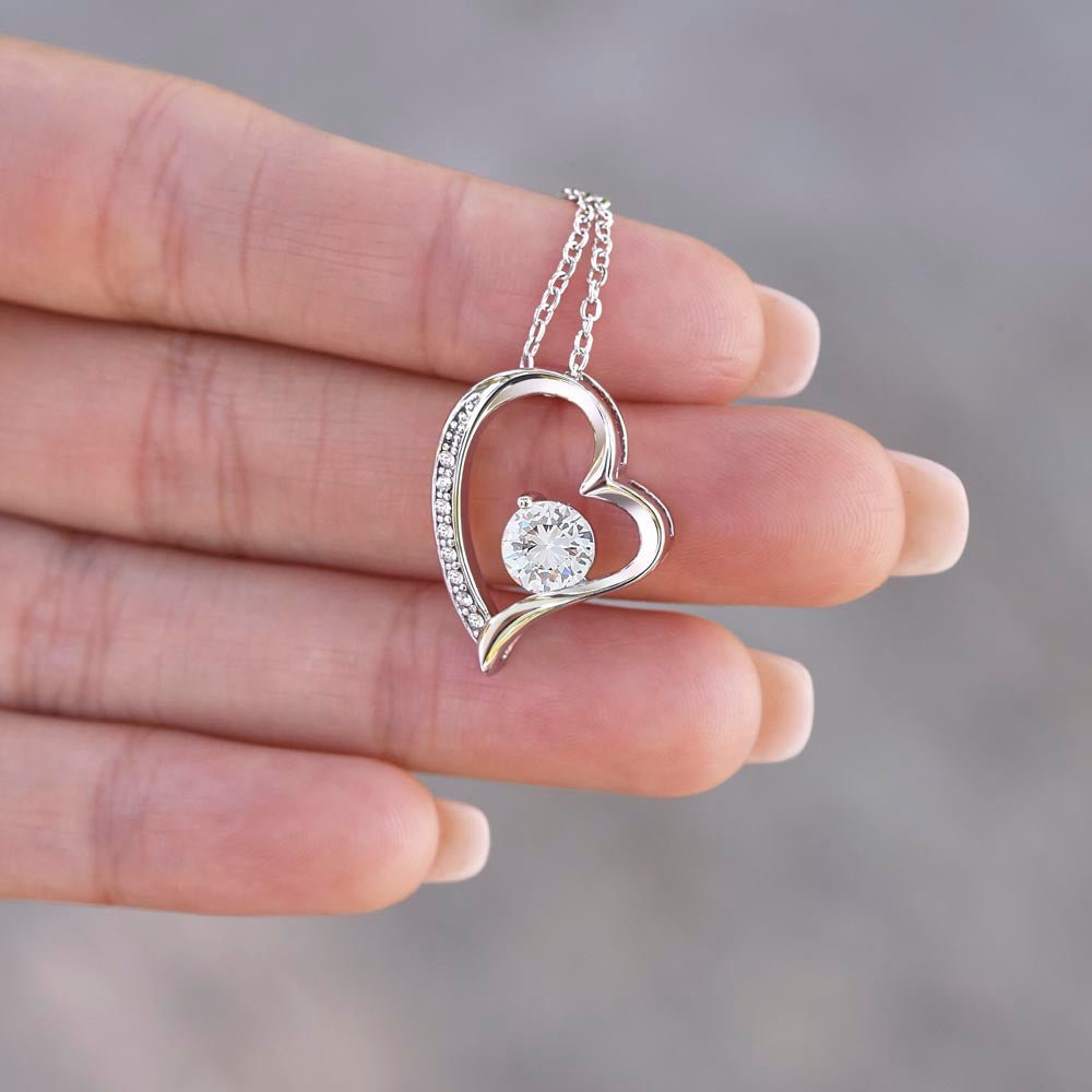Forever Love Silver Necklace - Beautiful Heart - Shaped Pendant Gift from Dad or Mom - TheBestGiftPlace