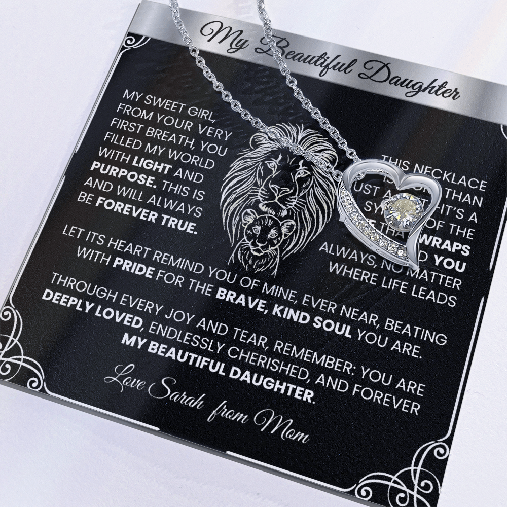 Forever Love Silver Necklace - Beautiful Heart - Shaped Pendant Gift from Dad or Mom - TheBestGiftPlace