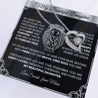 Forever Love Silver Necklace - Beautiful Heart - Shaped Pendant Gift from Dad or Mom - TheBestGiftPlace