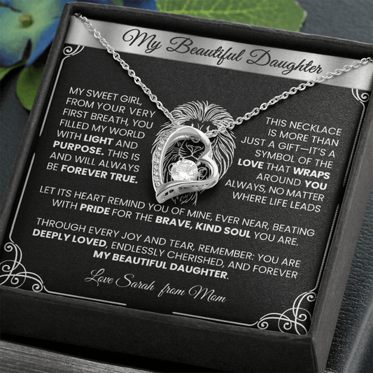 Forever Love Silver Necklace - Beautiful Heart - Shaped Pendant Gift from Dad or Mom - TheBestGiftPlace