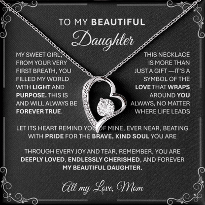 Forever Love Silver Necklace - Beautiful Heart - Shaped Pendant Gift from Dad or Mom - BBG - TheBestGiftPlace