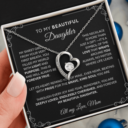 Forever Love Silver Necklace - Beautiful Heart - Shaped Pendant Gift from Dad or Mom - BBG - TheBestGiftPlace