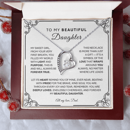 Forever Love Silver Necklace for Daughter – Heart - Shaped Silver Pendant Gift from Parent - TheBestGiftPlace