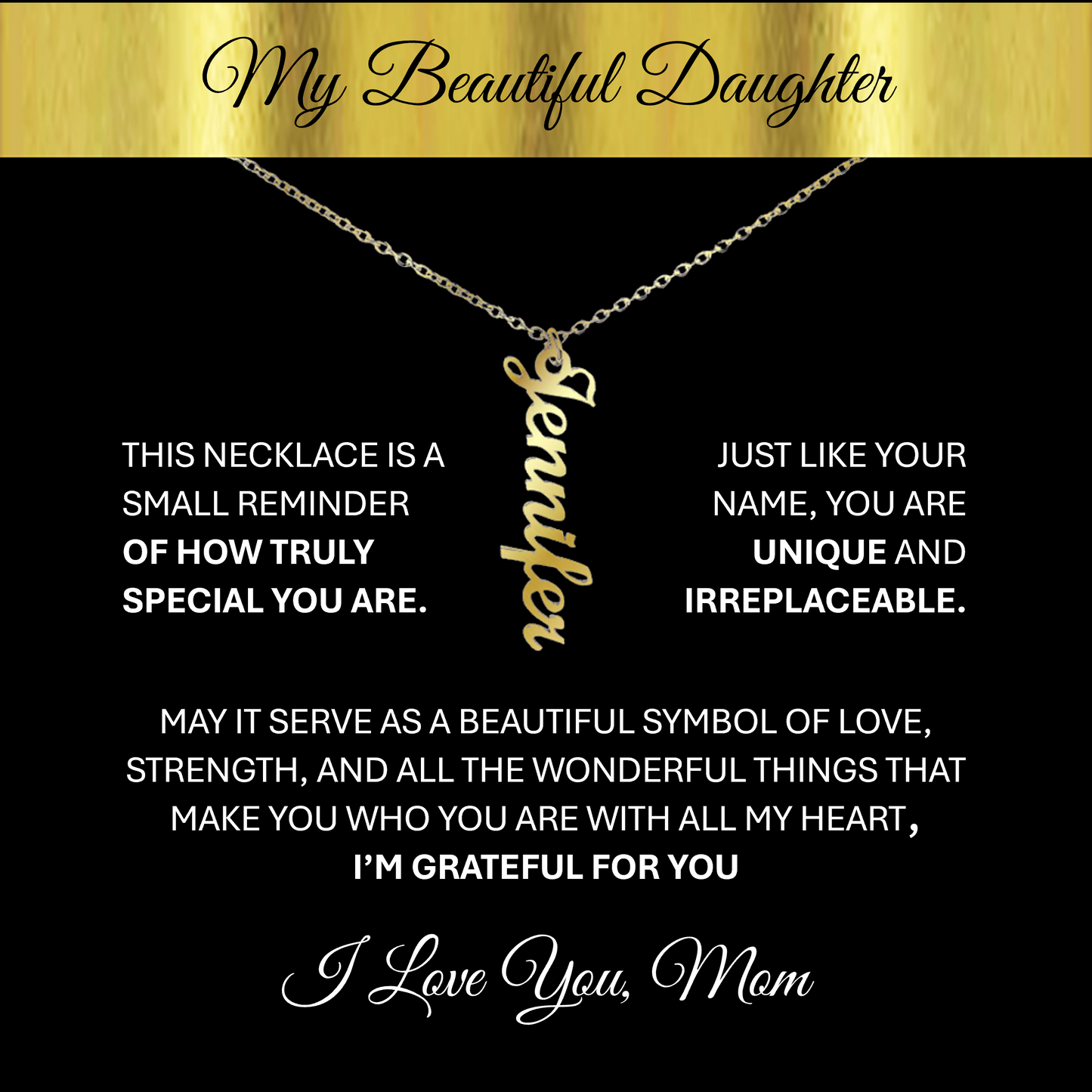 Unique Custom Vertical Name Gold Necklace – Personalized Keepsake Jewelry