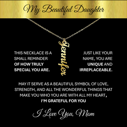 Unique Custom Vertical Name Gold Necklace – Personalized Keepsake Jewelry