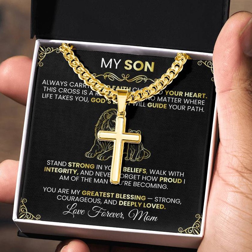 Men’s Gold Cross Cuban Chain Necklace ✨ – Faith Meets Style - TheBestGiftPlace
