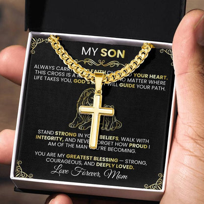 Men’s Gold Cross Cuban Chain Necklace ✨ – Faith Meets Style - TheBestGiftPlace