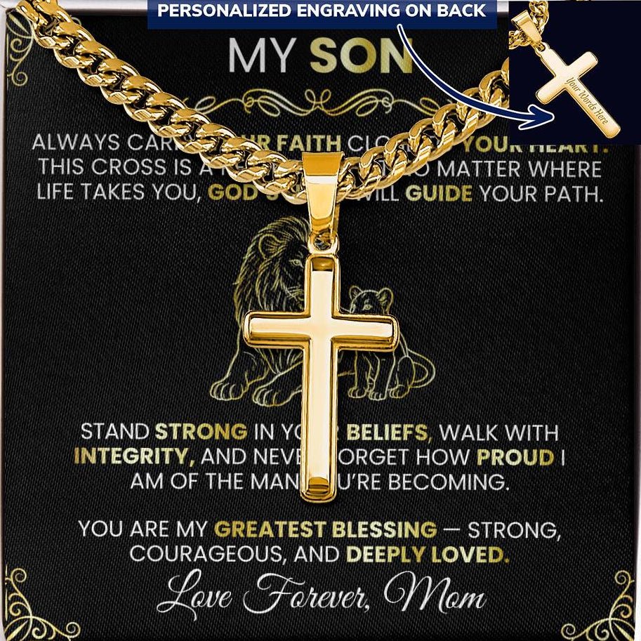 Men’s Gold Cross Cuban Chain Necklace ✨ – Faith Meets Style - TheBestGiftPlace