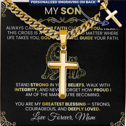 Men’s Gold Cross Cuban Chain Necklace ✨ – Faith Meets Style - TheBestGiftPlace