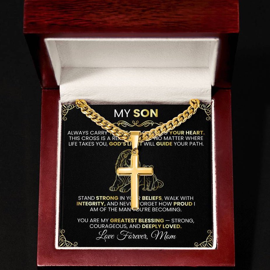 Men’s Gold Cross Cuban Chain Necklace ✨ – Faith Meets Style - TheBestGiftPlace