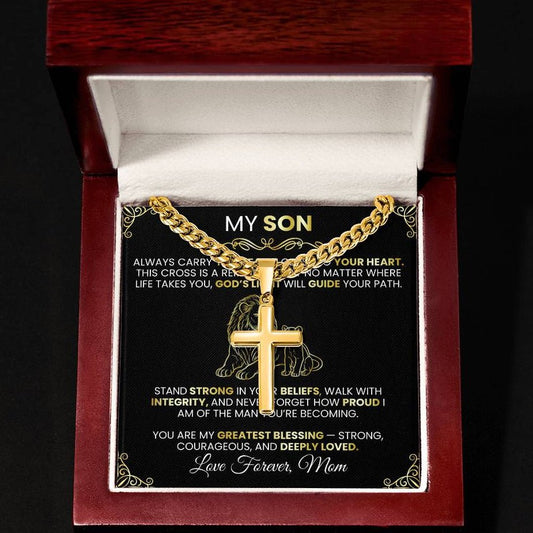 Men’s Gold Cross Cuban Chain Necklace ✨ – Faith Meets Style - TheBestGiftPlace