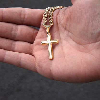 Men’s Gold Cross Cuban Chain Necklace ✨ – Faith Meets Style - TheBestGiftPlace