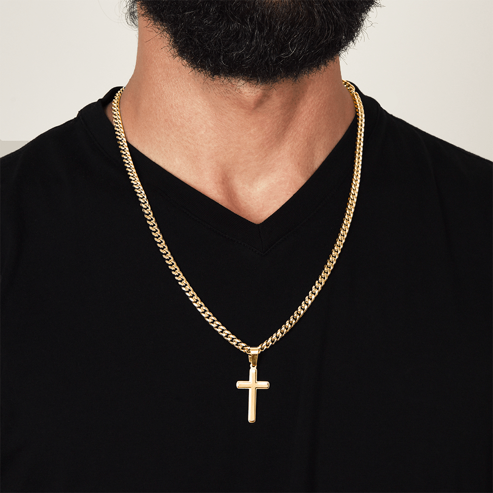 Men's Gold Cross Cuban Chain Necklace – Symbol of Strength & Faith - TheBestGiftPlace