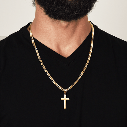 Men's Gold Cross Cuban Chain Necklace – Symbol of Strength & Faith - TheBestGiftPlace