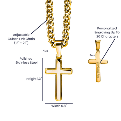 Men's Gold Cross Cuban Chain Necklace – Symbol of Strength & Faith - TheBestGiftPlace