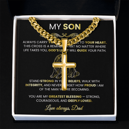 Men's Gold Cross Cuban Chain Necklace – Symbol of Strength & Faith - TheBestGiftPlace