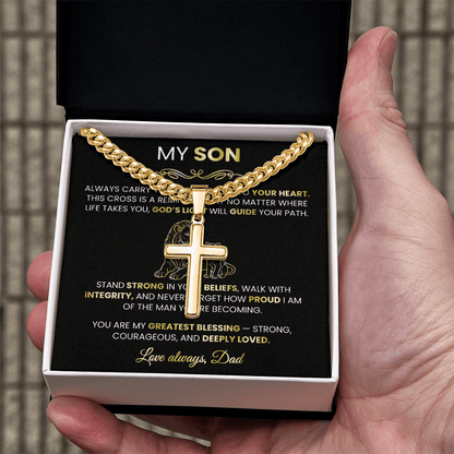 Men's Gold Cross Cuban Chain Necklace – Symbol of Strength & Faith - TheBestGiftPlace