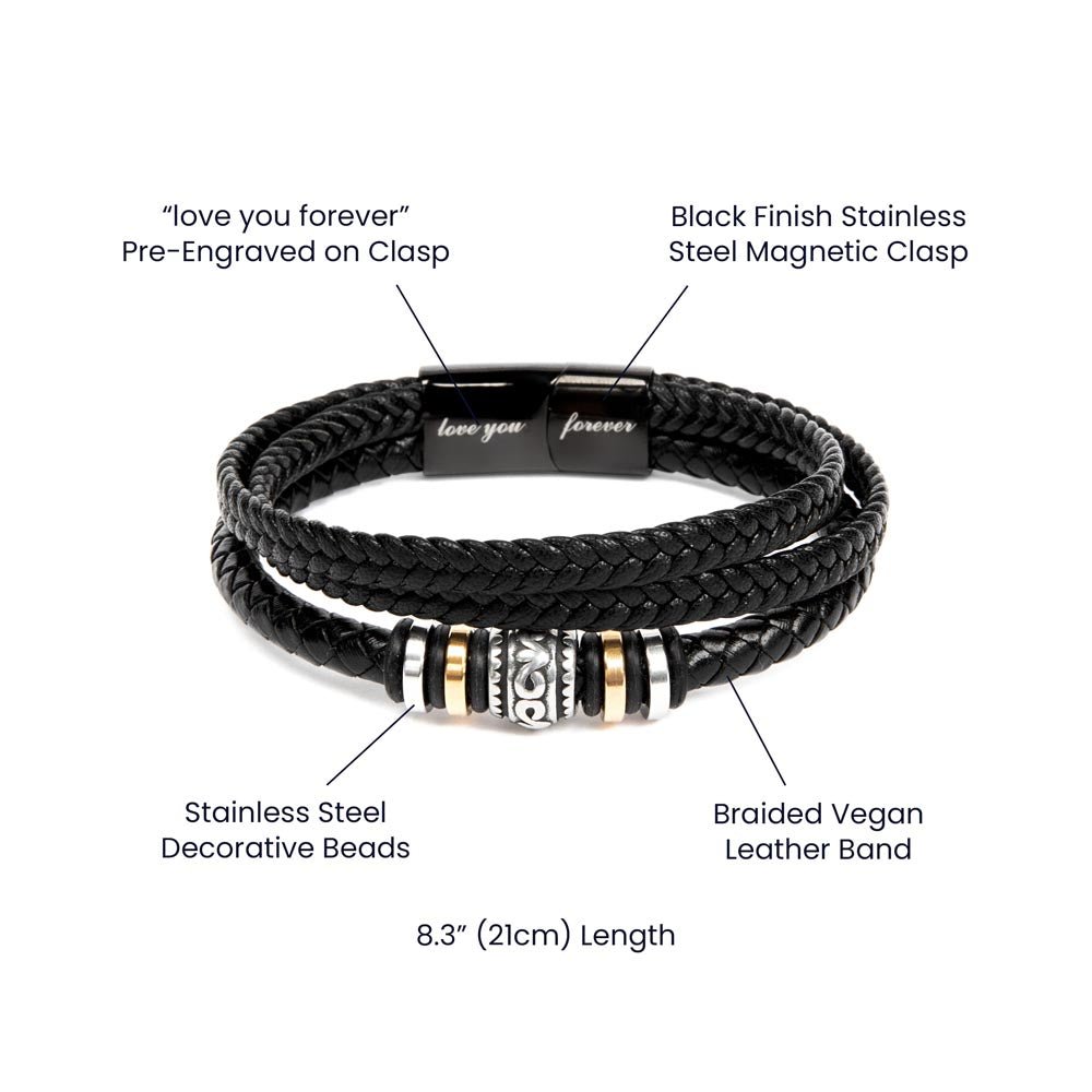 Men's Leather Bracelet – Love You Forever Gift for Him - TheBestGiftPlace