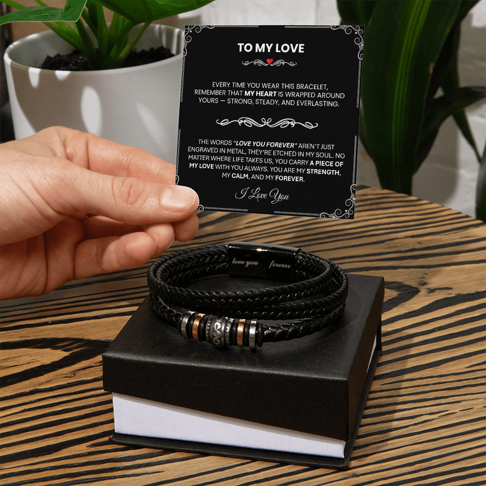 Men's Leather Bracelet – Love You Forever Gift for Him - TheBestGiftPlace