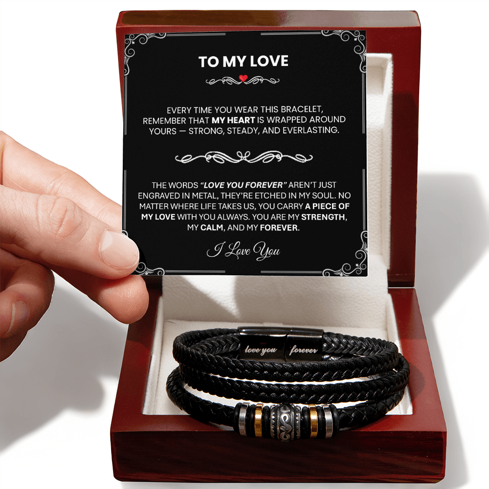 Men's Leather Bracelet – Love You Forever Gift for Him - TheBestGiftPlace