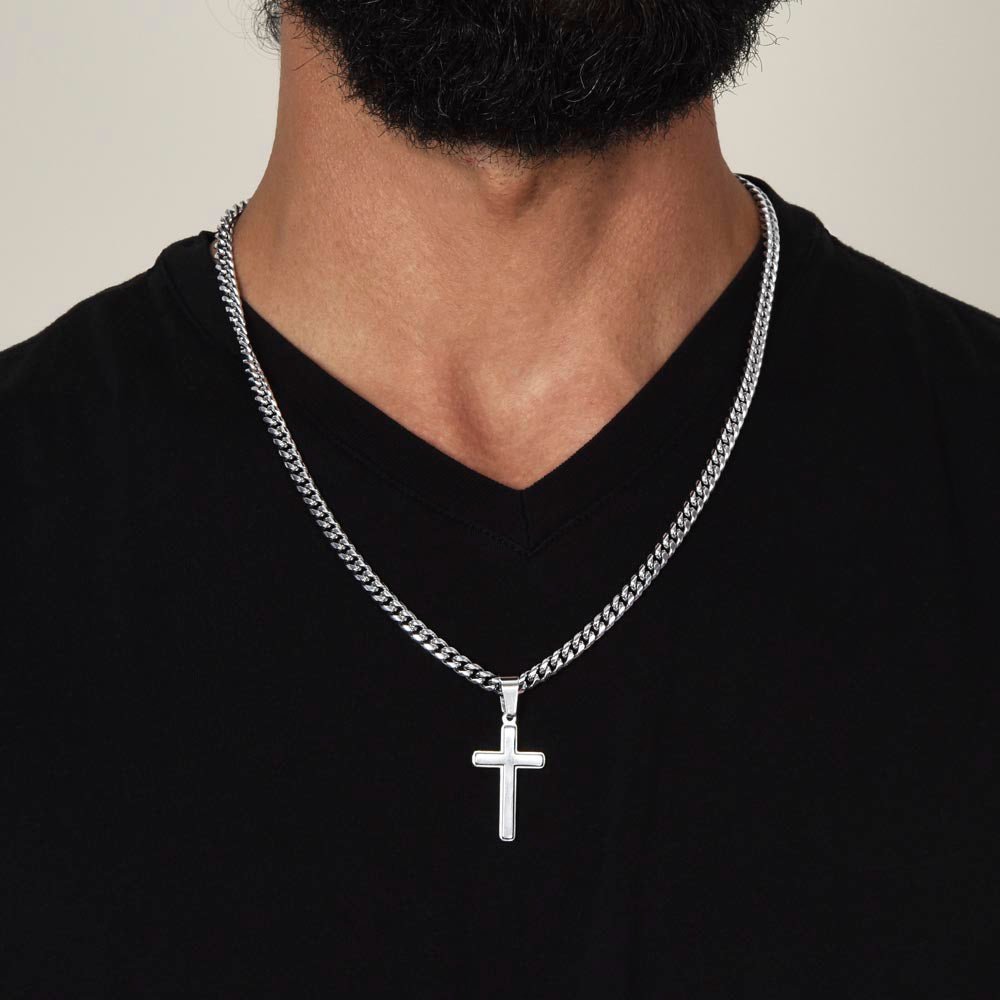 Men’s Silver Cross Cuban Chain Necklace ✨– Faith Meets Style - TheBestGiftPlace