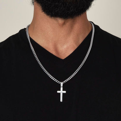 Men’s Silver Cross Cuban Chain Necklace ✨– Faith Meets Style - TheBestGiftPlace