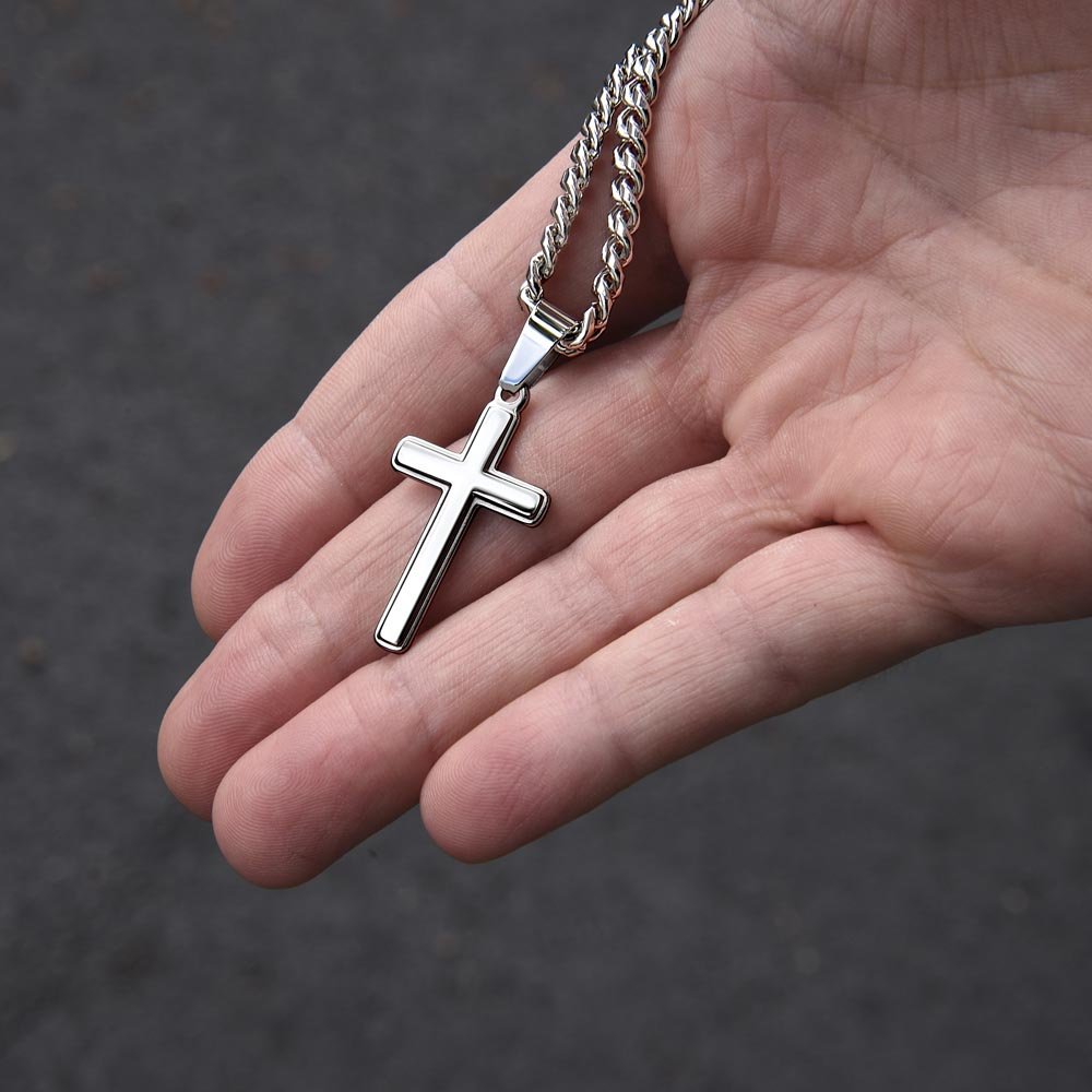 Men’s Silver Cross Cuban Chain Necklace ✨– Faith Meets Style - TheBestGiftPlace
