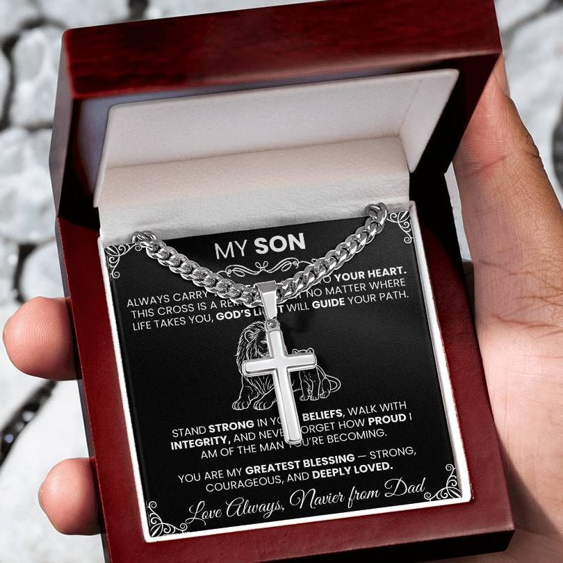 Men’s Silver Cross Cuban Chain Necklace ✨– Faith Meets Style - TheBestGiftPlace