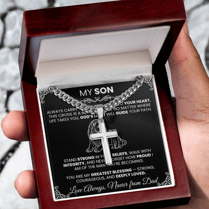 Men’s Silver Cross Cuban Chain Necklace ✨– Faith Meets Style - TheBestGiftPlace
