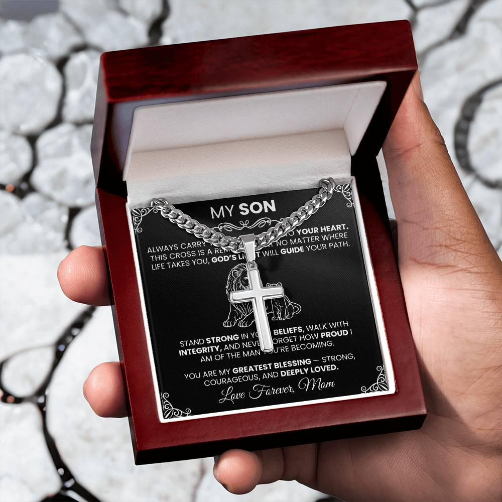 Men’s Silver Cross Cuban Chain Necklace ✨– Faith Meets Style - TheBestGiftPlace