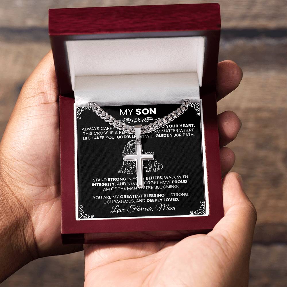 Men’s Silver Cross Cuban Chain Necklace ✨– Faith Meets Style - TheBestGiftPlace