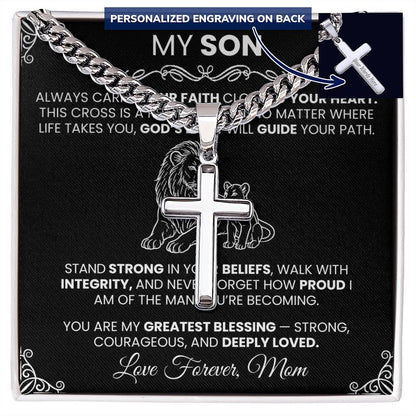 Men’s Silver Cross Cuban Chain Necklace ✨– Faith Meets Style - TheBestGiftPlace