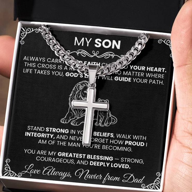 Men’s Silver Cross Cuban Chain Necklace ✨– Faith Meets Style - TheBestGiftPlace