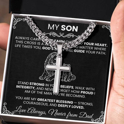 Men’s Silver Cross Cuban Chain Necklace ✨– Faith Meets Style - TheBestGiftPlace