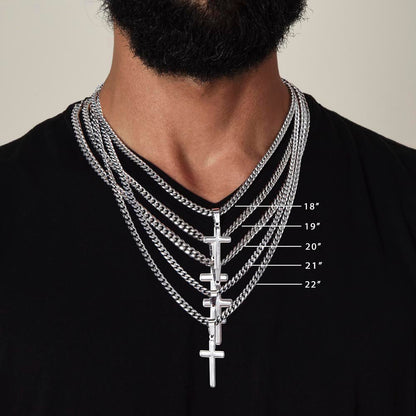 Men’s Silver Cross Cuban Chain Necklace ✨– Faith Meets Style - TheBestGiftPlace