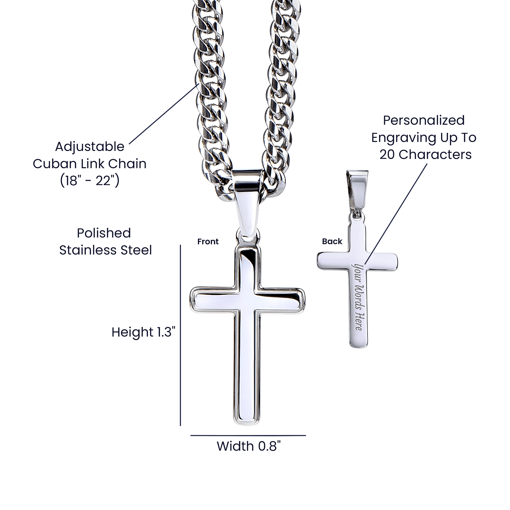Men’s Silver Cross Cuban Chain Necklace ✨– Faith Meets Style - TheBestGiftPlace