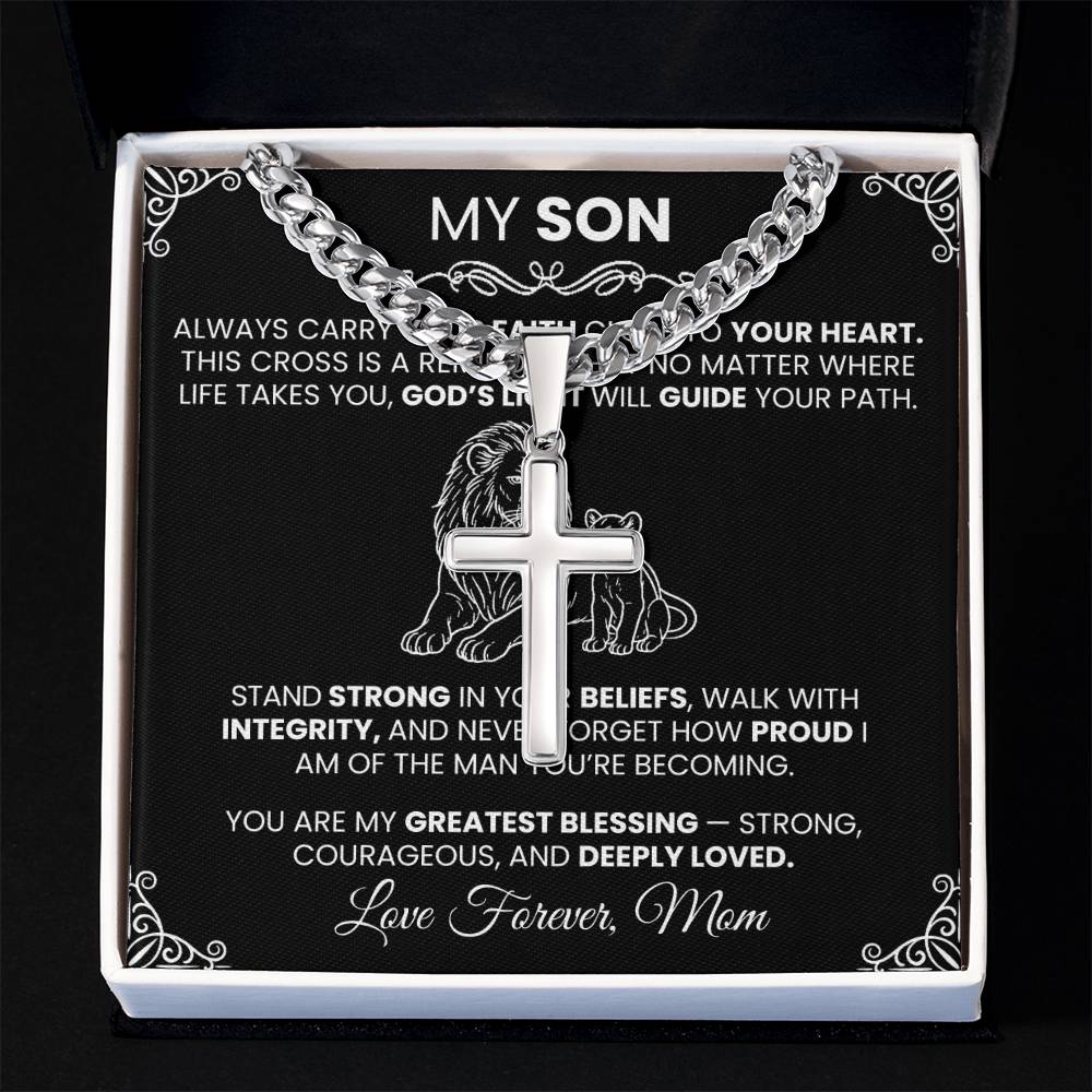Men’s Silver Cross Cuban Chain Necklace ✨– Faith Meets Style - TheBestGiftPlace