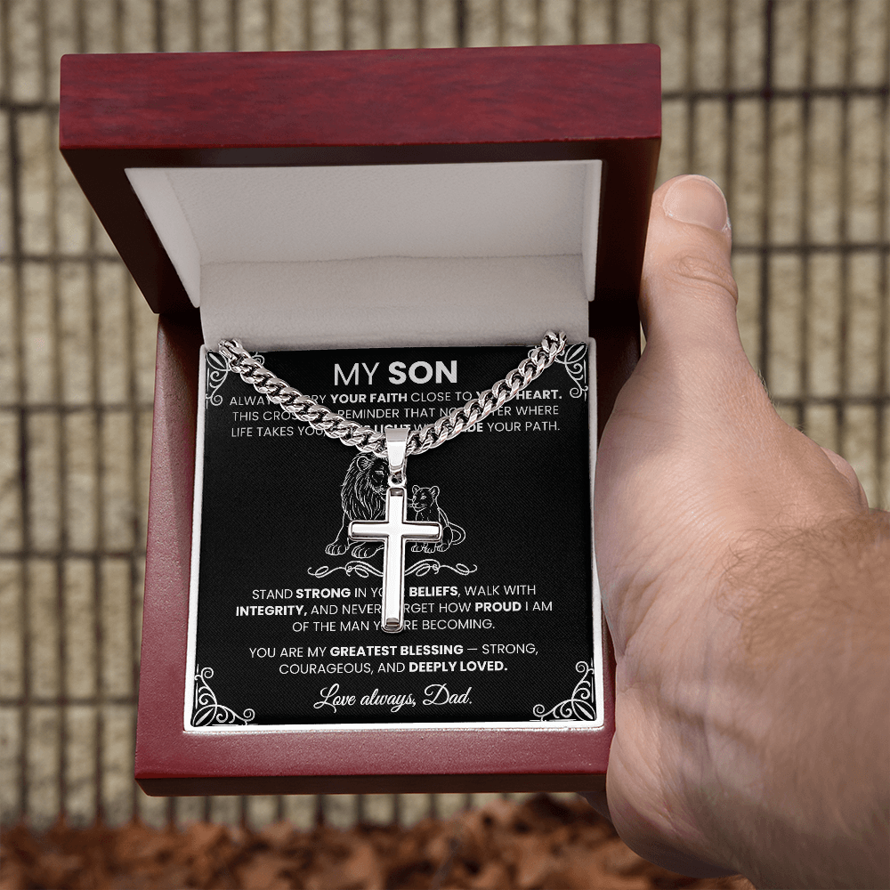 Men's Silver Cross Cuban Chain Necklace – Symbol of Strength & Faith - TheBestGiftPlace