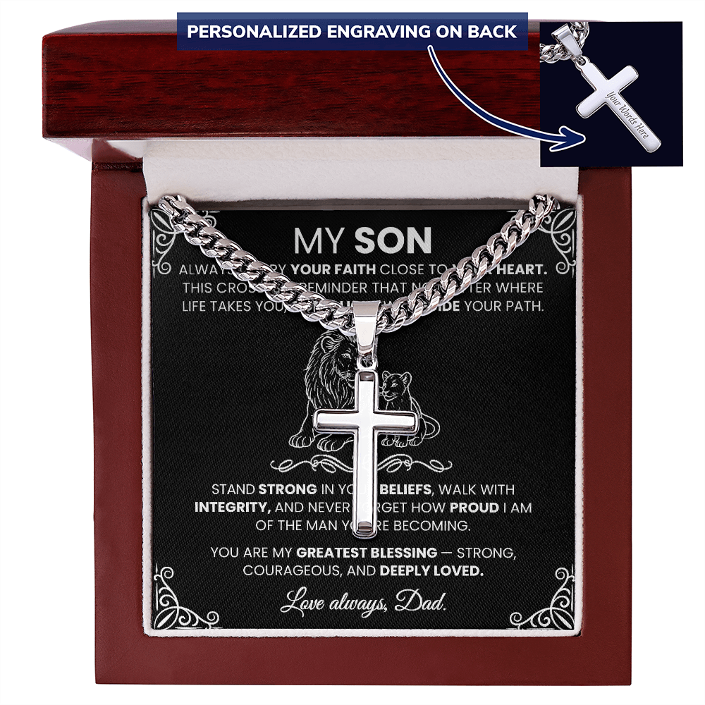 Men's Silver Cross Cuban Chain Necklace – Symbol of Strength & Faith - TheBestGiftPlace