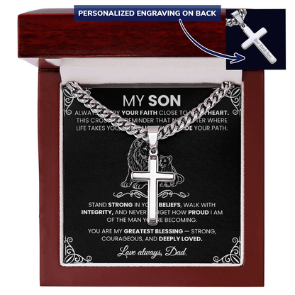 Men's Silver Cross Cuban Chain Necklace – Symbol of Strength & Faith - TheBestGiftPlace