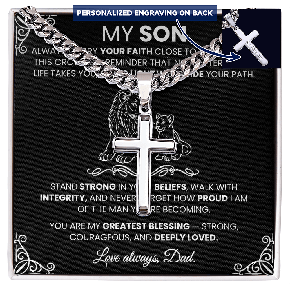 Men's Silver Cross Cuban Chain Necklace – Symbol of Strength & Faith - TheBestGiftPlace