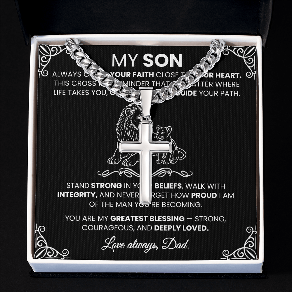 Men's Silver Cross Cuban Chain Necklace – Symbol of Strength & Faith - TheBestGiftPlace