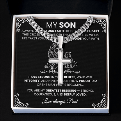 Men's Silver Cross Cuban Chain Necklace – Symbol of Strength & Faith - TheBestGiftPlace