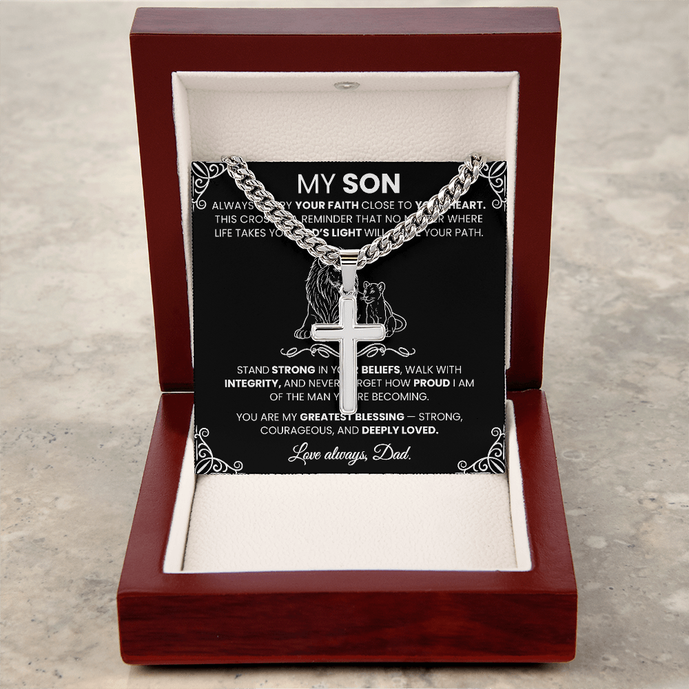 Men's Silver Cross Cuban Chain Necklace – Symbol of Strength & Faith - TheBestGiftPlace