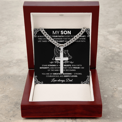 Men's Silver Cross Cuban Chain Necklace – Symbol of Strength & Faith - TheBestGiftPlace