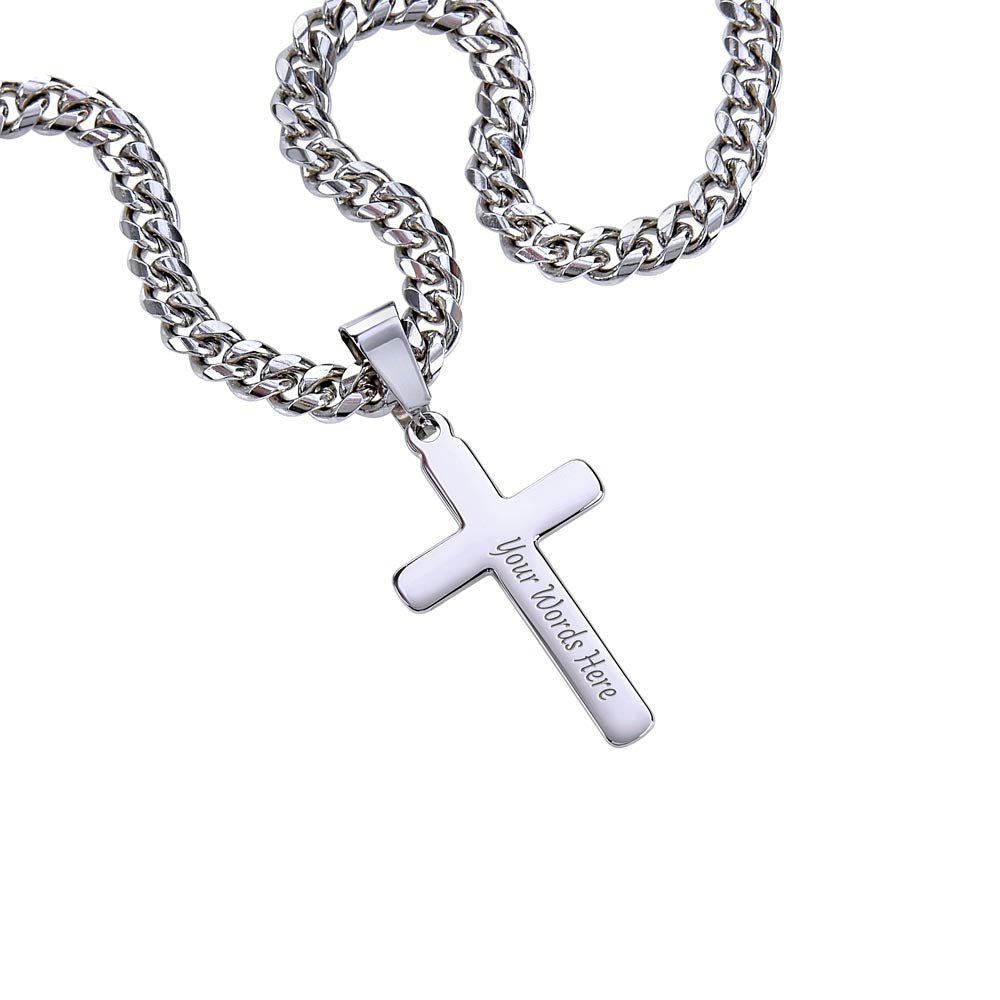 Men's Silver Cross Cuban Chain Necklace – Symbol of Strength & Faith - TheBestGiftPlace