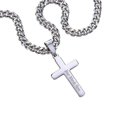 Men's Silver Cross Cuban Chain Necklace – Symbol of Strength & Faith - TheBestGiftPlace
